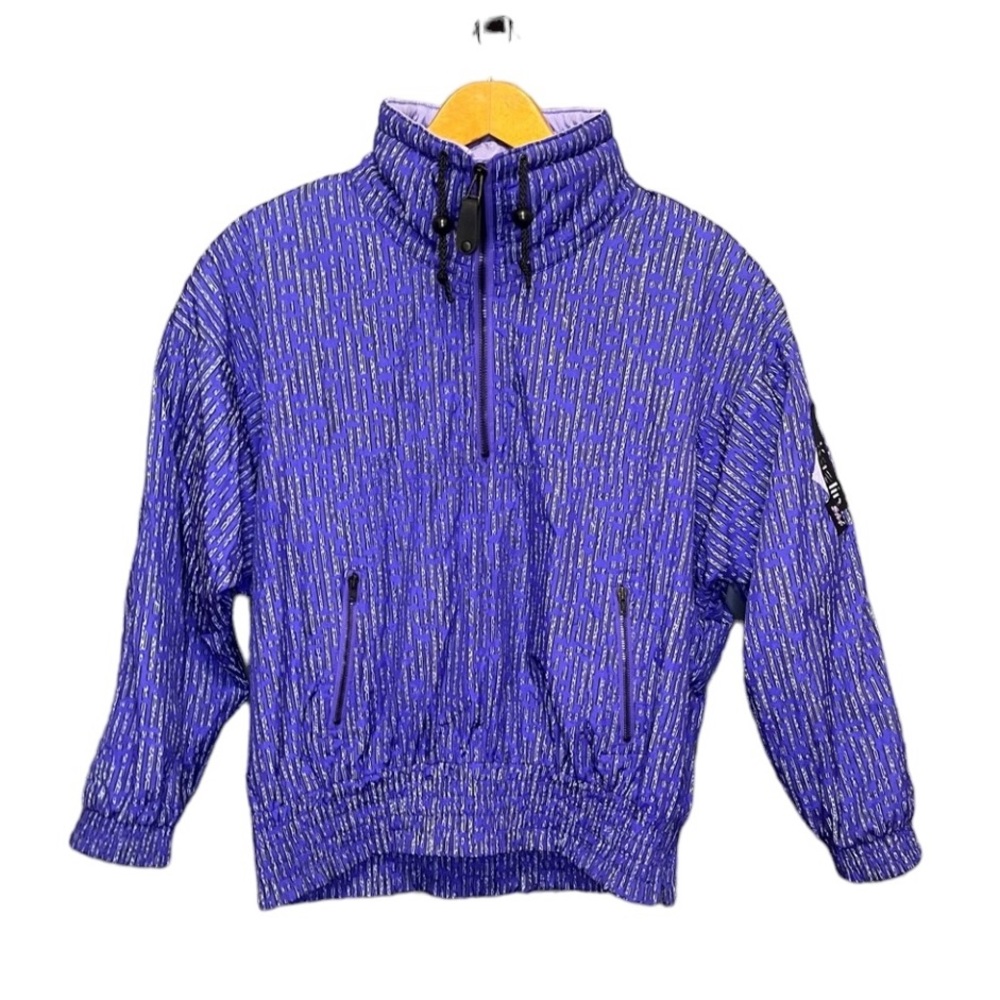 80s Vintage Kaelin two piece ski suit purple abstract 10 jacket pants - Picture 3 of 16